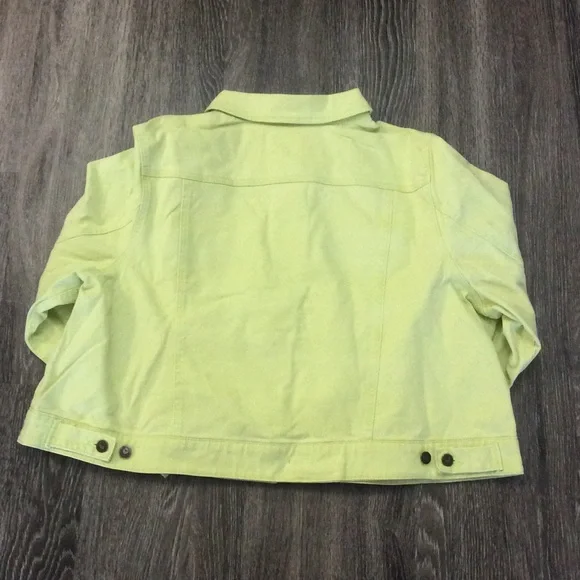 NEW Green Yellow Denim Jean Jacket 22W - Picture 3 of 15